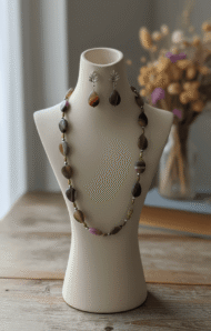 Premium Drop-Shape Multi-Color Natural Stone Necklace and Earring Set
